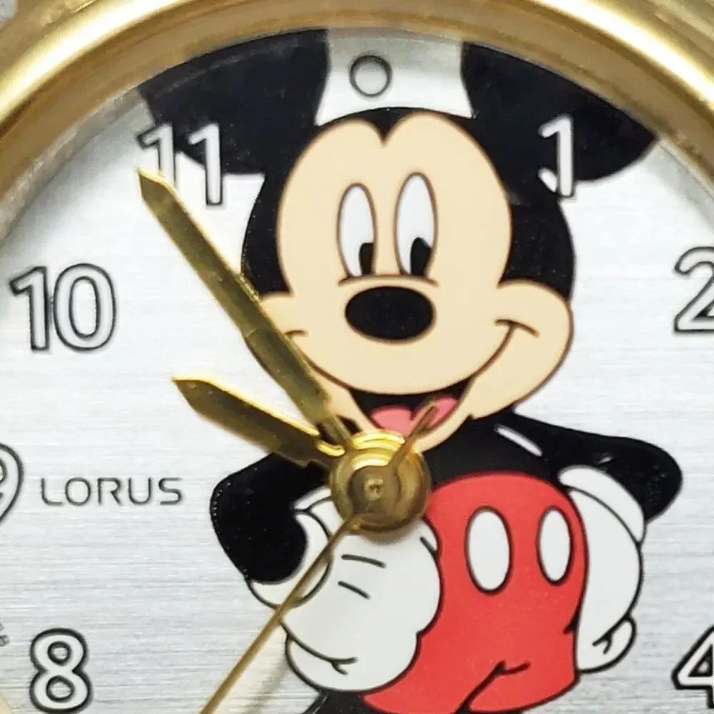 Disney X Lorus Mickey Mouse Gold Watch Vintage Brown Leather